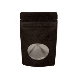 Doypack en papier kraft noir avec fenêtre ovale, 13 x 8 x 20.5 cm ( 113 g) (100 Pieces) [ZBGO3BK]