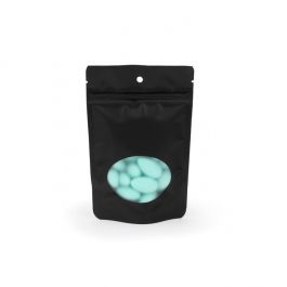 Pochettes doypack noires avec fenêtre ovale 10,2 x 6 x 15,2 cm avec trou de suspension (100 pièces) [ZBGO2MBH]