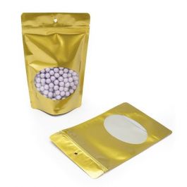 Doypack or avec fenêtre ovale 13 x 7.9 x 20.6 cm (113 g) Trou Suspension Rond (100 Pièces) [ZBGO3GH]
