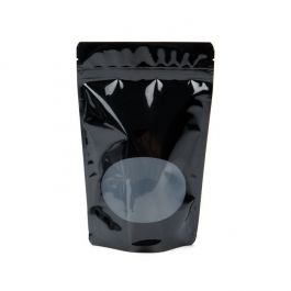 Doypack noir avec fenêtre ovale, 15 x 9 x 23.2 cm (312 g) (100 Pieces) [ZBGO7B]