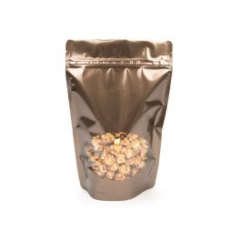 Doypack bronze avec fenêtre 14.9 x 8.9 x 23.2 cm (100 Pieces) [ZBGO7BZ]