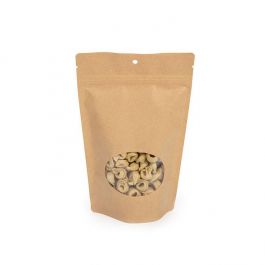 Doypack à fermeture Zip en Kraft avec fenêtre ovale 15 x 9 x 23 cm (100 pièces) [ZBGO7KH]