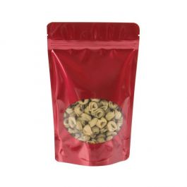 Sachet doypack à zip rouge à fenêtre ovale 15x9x23.2 cm (312 g) (100 pièces) [ZBGO7R]