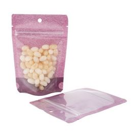 Sac en papier de riz violet avec fenêtre, 10.2 x 6 x 15.2 cm (57  g) (100 pièces) [ZBGR2HP]