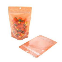 Sac en papier de riz orange avec fenêtre, 13 x 8 x 20.5 cm (113 g) (100 pièces) [ZBGR3HO]
