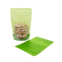 Sac en papier de riz vert avec avant transparant 11.9 x 7.6 x 18.4 cm (114 g) (100 Pieces) [ZBGR46GC]