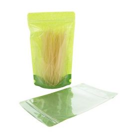 Sac en papier de riz vert avec avant transparant, 17 x 9 x 28.5 cm (340 g) (100 pièces) [ZBGR4GRC]