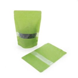 Sac en papier de riz vert avec fenêtre, 17x9x28cm (340 g) (100 pièces) [ZBGR4GR]