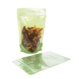Sac en papier de riz vert avec avant transparant, 15 x 9 x 23.2 cm (312 g) (100 pièces) [ZBGR7GRC]