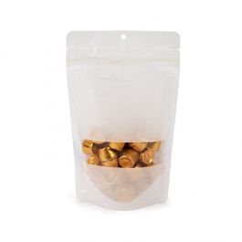 Doypack écologique Papier de Riz blanc avec Fenêtre Rectangulaire, avec Trou de suspension 13x7,9x20,6 cm (100 pièces) [ZBGRC3W]