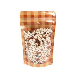Doypack Transparent/Orange Pastel Plaid 13x7,9x20,6 cm (25 pièces) [ZBGSW3OP]