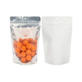 Sac à fermeture hermétique à font métallisé et dos blanc, 13 x 8 x 20.5 cm (113 g) Trou Suspension Rond (100 Pieces) [ZBGW3H]