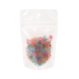 Doypack à fermeture Zip, effet givré mat 8 x 5 x 13 cm avec trou de suspension (100 pièces) [ZBGF1H]