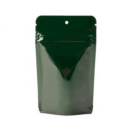Doypack à fermeture Zip, vert métallisé 8 x 5x 13 cm avec trou de suspension (100 pièces) [ZBGM1HGH]