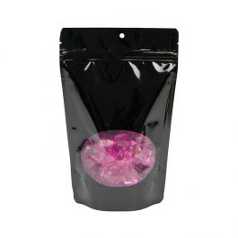 Pochettes doypack noires avec fenêtre ovale 14,9 x 8,9 x 23,2 cm avec trou de suspension (100 pièces) [ZBGO7BH]