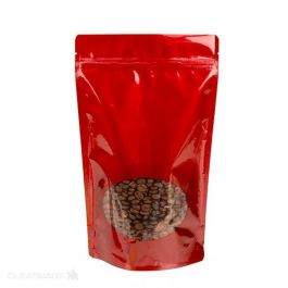 Doypack rouge avec fenêtre ovale 17.1 x 8.9 x 28.5 cm (340 g) (100 Pièces) [ZBGO4R]