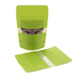 Sac en papier de riz vert avec fenêtre, 10x6x15 cm (57 g) (100 pièces) [ZBGR2GR]