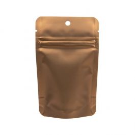 Doypack à fermeture Zip, bronze métallisé de 8 x 5 x 13 cm avec trou de suspension (100 pièces) [ZBGM1BZH]