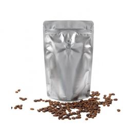 Pochettes doypack argent 14,9 x 8,9 x 23,2 cm avec valve (100 pièces) [ZBGM7SV]